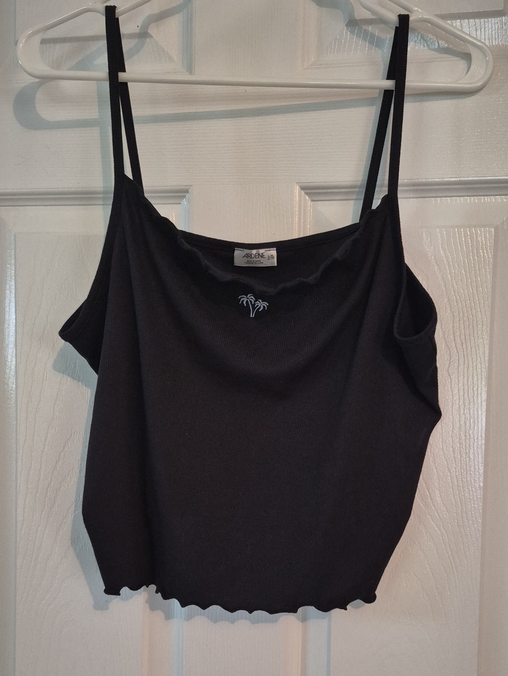 Ardene Black Tank Top With White Palm Trees Size Large / XL